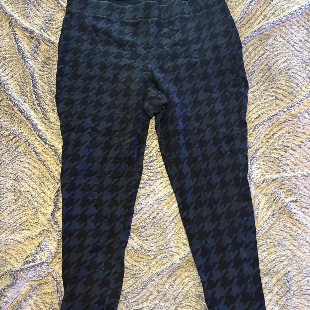 Torrid Plus Size Black/turquoise Pants with Houndstooth Detail